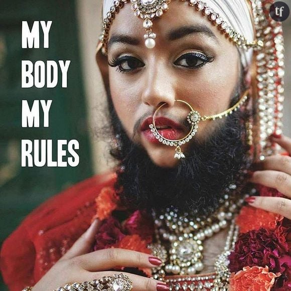 Harnaam Kaur, femme à barbe harcelée devenue militante anti-harcèlement, anti-racisme, body positive et féministe... et aussi mannequin.