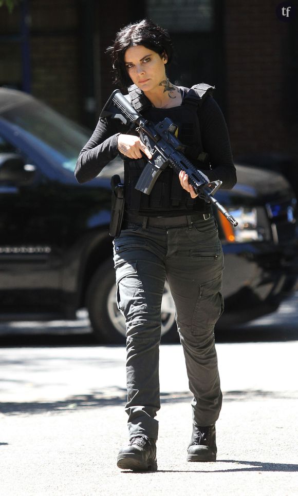 Jaimie Alexander sur le tournage de la série "Blindspot" à Manhattan, le 23 août 2016