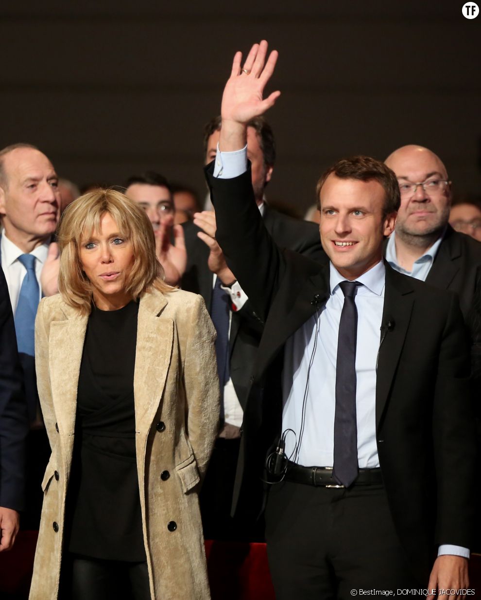 Emmanuel Macron et son épouse Brigitte Trogneux en meeting au Mans en octobre dernier
