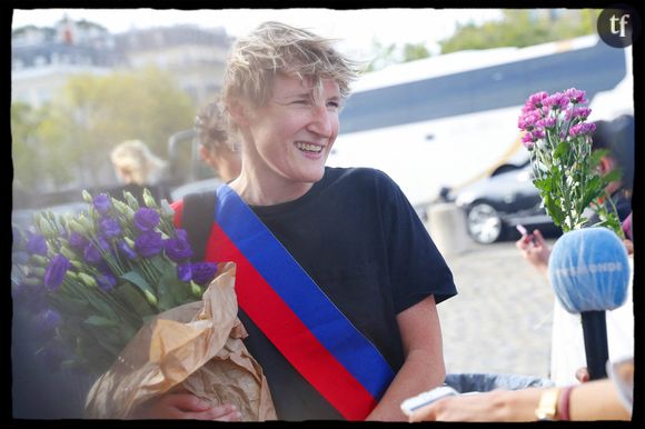 Alice Coffin à la commémoration du 50ème anniversaire du MLF autour de l'Arc de Triomphe à Paris le 26 août 2020. 