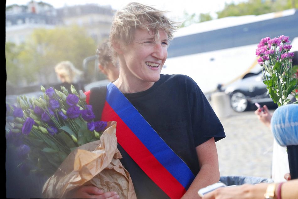 Alice Coffin à la commémoration du 50ème anniversaire du MLF autour de l'Arc de Triomphe à Paris le 26 août 2020. 
