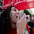  Des manifestantes à Alger pour la journée des droits des femmes le 8 mars 2021 