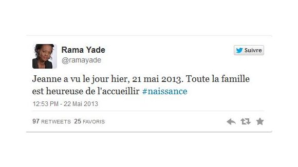 Rama Yade a donné naissance à une petite Jeanne