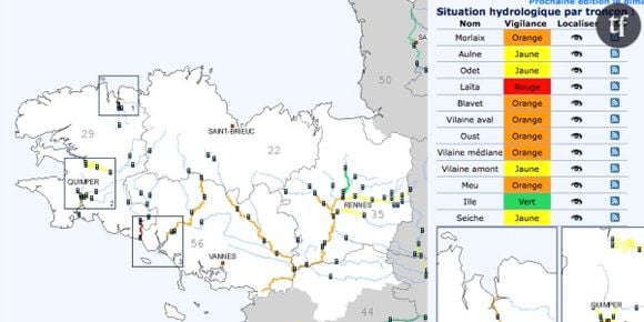 Inondations: Météo France repasse le Finistère en alerte rouge