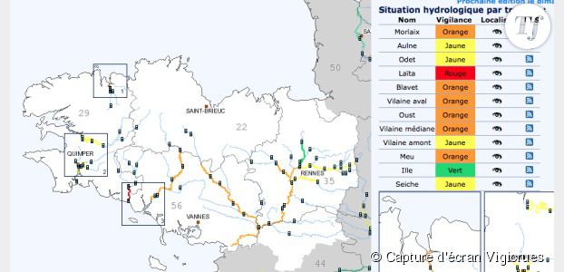 Inondations: Météo France repasse le Finistère en alerte rouge