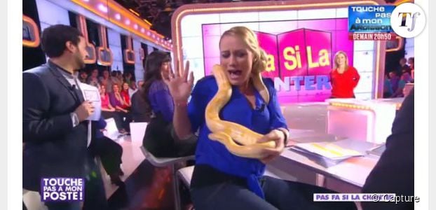 "Touche pas à mon poste" : Élodie Gossuin paniquée face à un serpent - vidéo