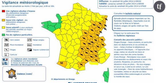 Météo France : alerte aux orages dans 18 départements