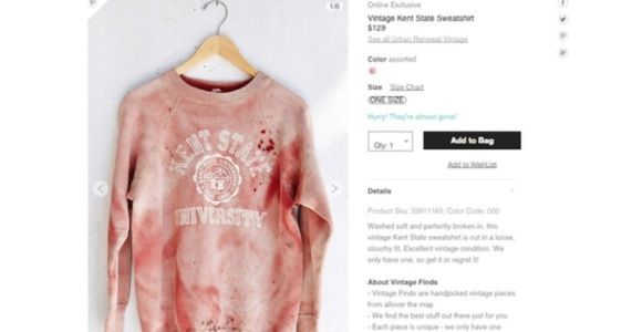 Urban Outfitters commercialise un sweat-shirt faussement ensanglanté