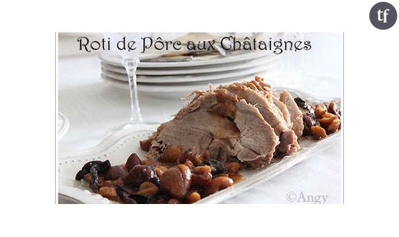 Roti de porc au chataignes et au cèpes