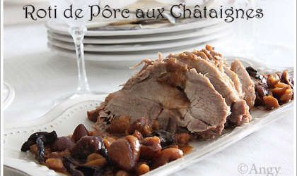 Roti de porc au chataignes et au cèpes