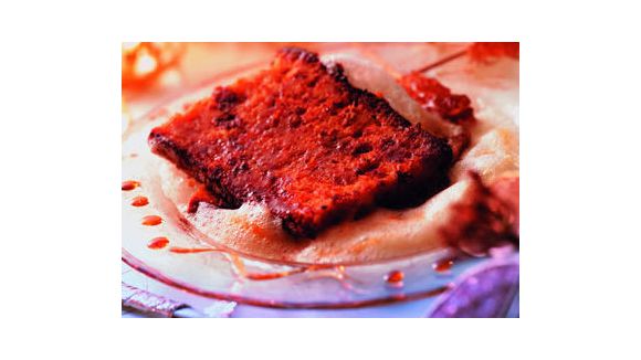 Pain d’épice perdu, coulis de mangue