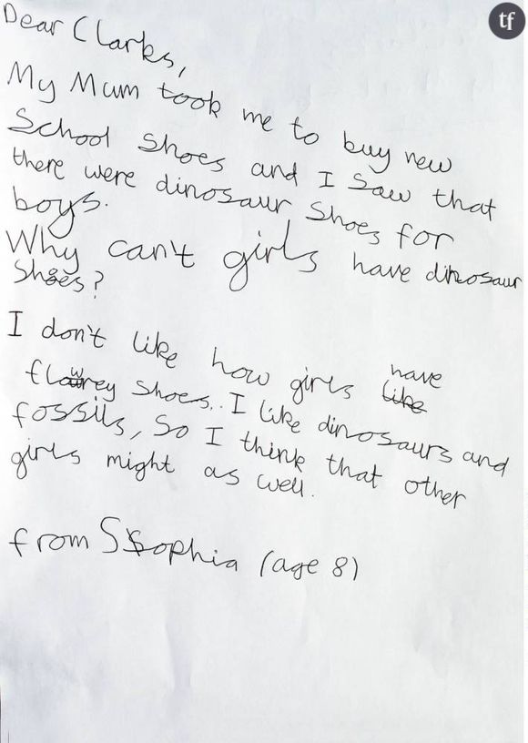 La lettre de Sophia à Clarks