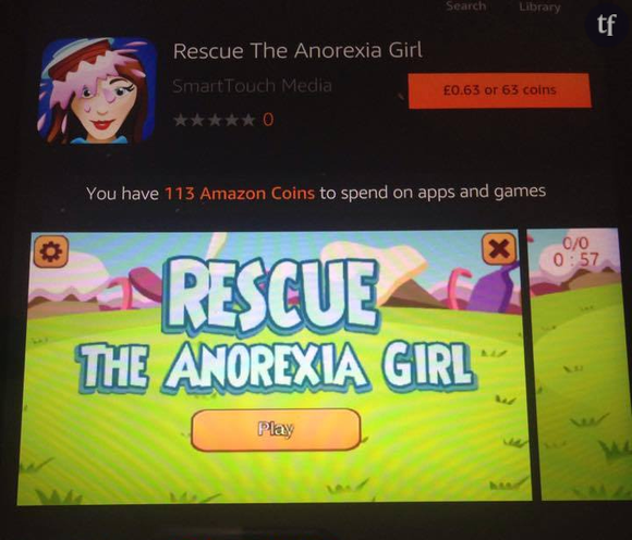 "Rescue The Anorexia Girl", le jeu retiré des plateformes Amazon et Android