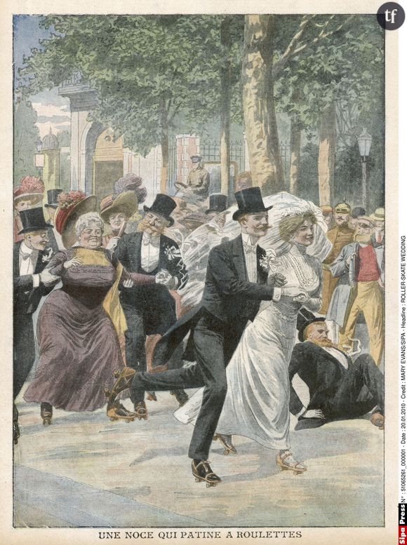 Un mariage sur roulettes à Berlin, publié dans Le Petit Journal illustré du 22 août 1909.