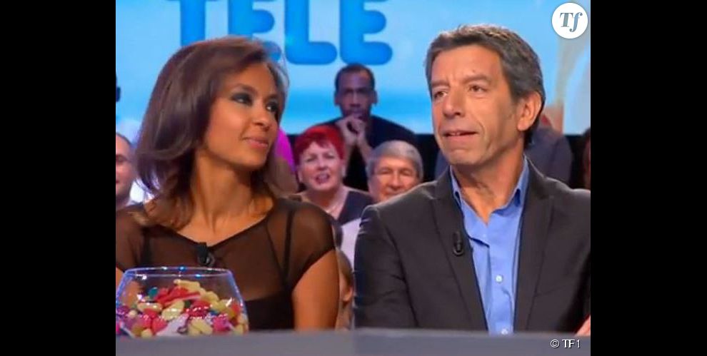 Michel Cymès et Karine Le Marchand sur le plateau des Enfants de la Télé.