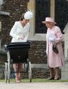  Catherine Kate Middleton, la duchesse de Cambridge et sa fille la princesse Charlotte de Cambridge, la reine Elisabeth II - Sorties après le baptême de la princesse Charlotte de Cambridge à l'église St. Mary Magdalene à Sandringham, le 5 juillet 2015.  