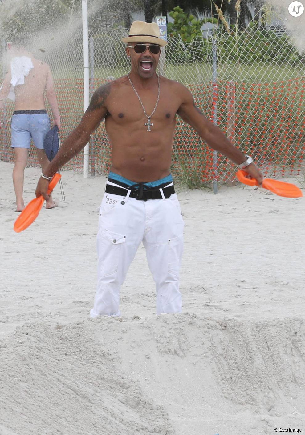   Shemar Moore en vacances à Miami le 6 juillet 2014.  