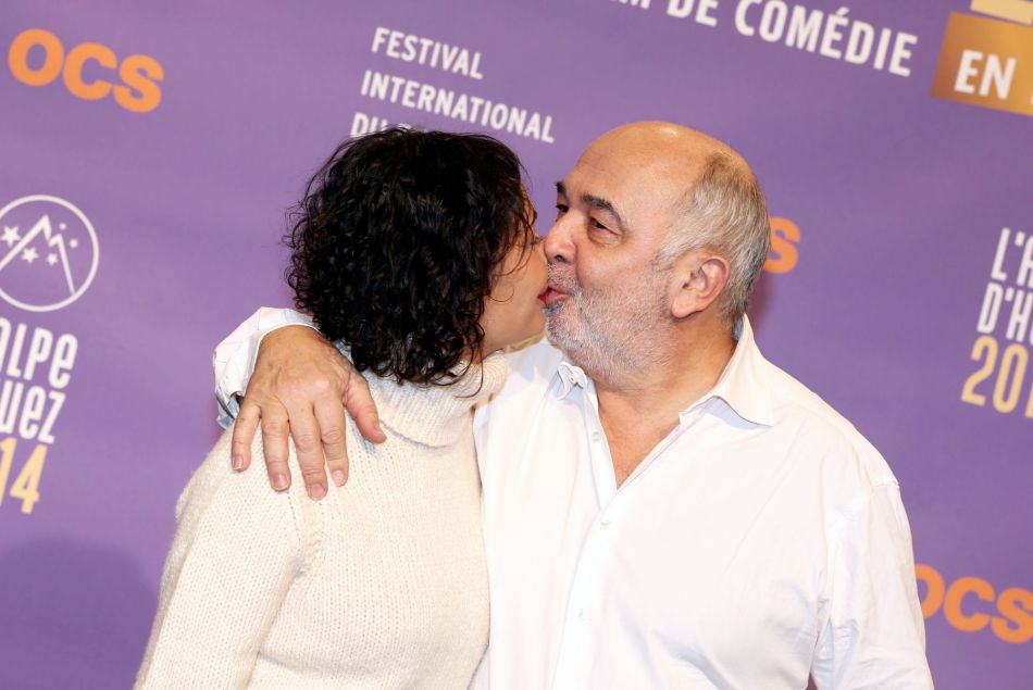 Gerard Jugnot et sa compagne Saida Jawad lors du 17eme Festival international du film de comedie de l'Alpe d'Huez, le 17 janvier 2014. 