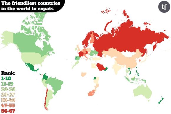 Voici la carte du monde des pays où il est le plus faciles de se faire des amis et les autres...