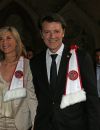  François Baroin intronisé et Michèle Laroque, dans la confrérie de la Jurade de Saint-Emilion lors de la Fête de la Fleur le 13 juin 2015  