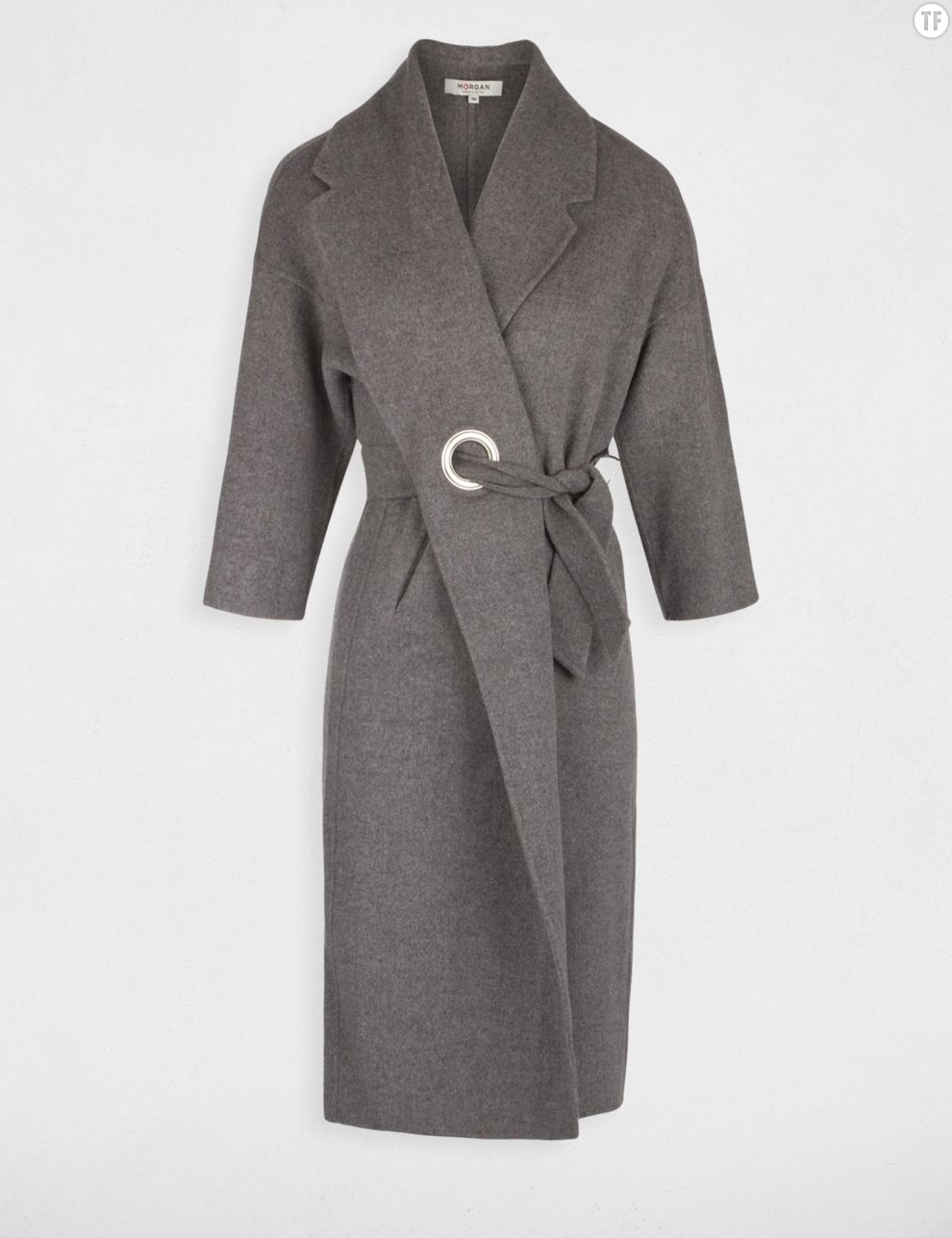  Manteau peignoir gris ceinturé Morgan, 180€ 