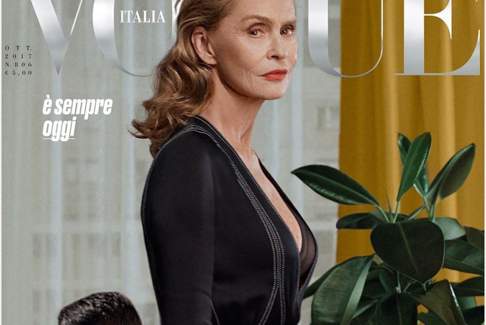 Lauren Hutton en couverture de Vogue Italia à 73 ans.