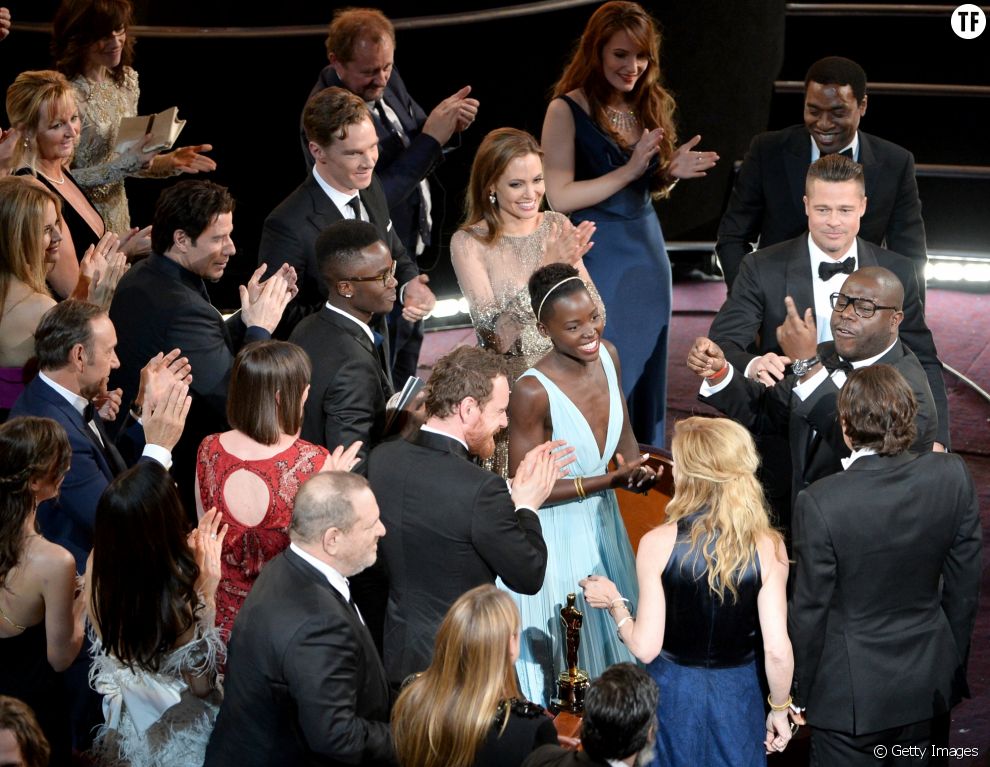 Harvey Weinstein, non loin d&#039;Angelina Jolie, lors de la 86ème cérémonie des Awards.