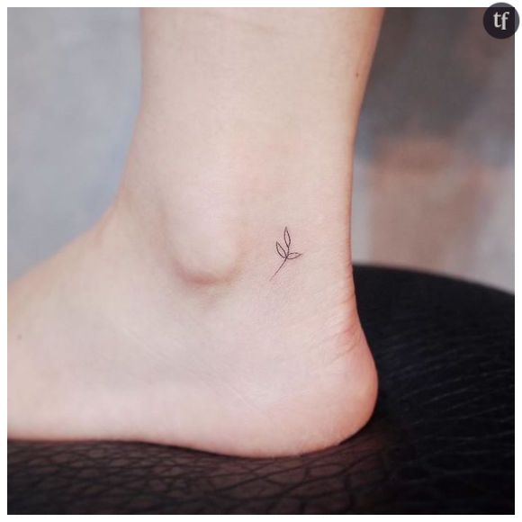 Un tatouage feuilles à la cheville