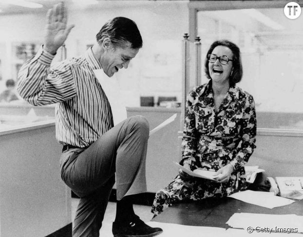 Katharine Graham et Benjamin Bradlee dans les locaux du Washington Post en 1971.