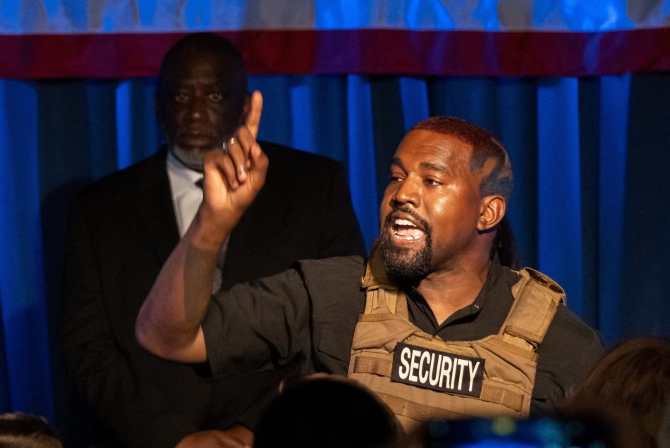 Le rappeur Kanye West lors de son meeting à Charleston le 19 juillet 2020