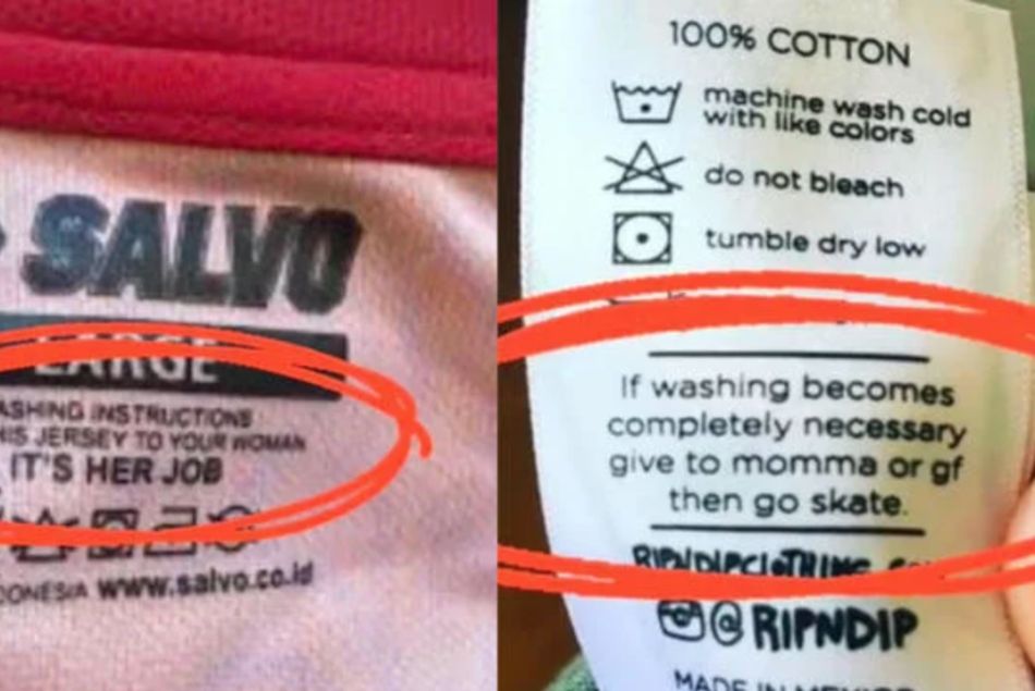 Le sexisme s'incruste même sur les instructions de lavage des vêtements
