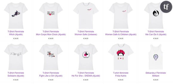 La boutique Antia 'N' Co et son lot de t shirts féministes.