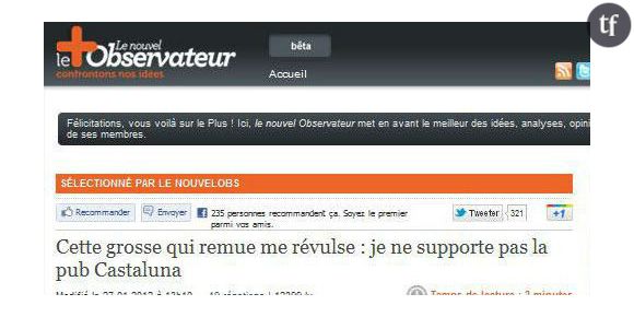 Castaluna : le Nouvel Observateur n’aime pas les grosses - Vidéo