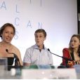 Rod Paradot, Emmanuelle Bercot et Sara Forestier à la conférence de presse de "La Tête haute" à Cannes.