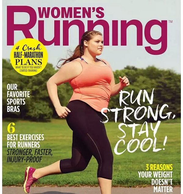 Un mannequin grande taille en couverture d'un magazine de running la