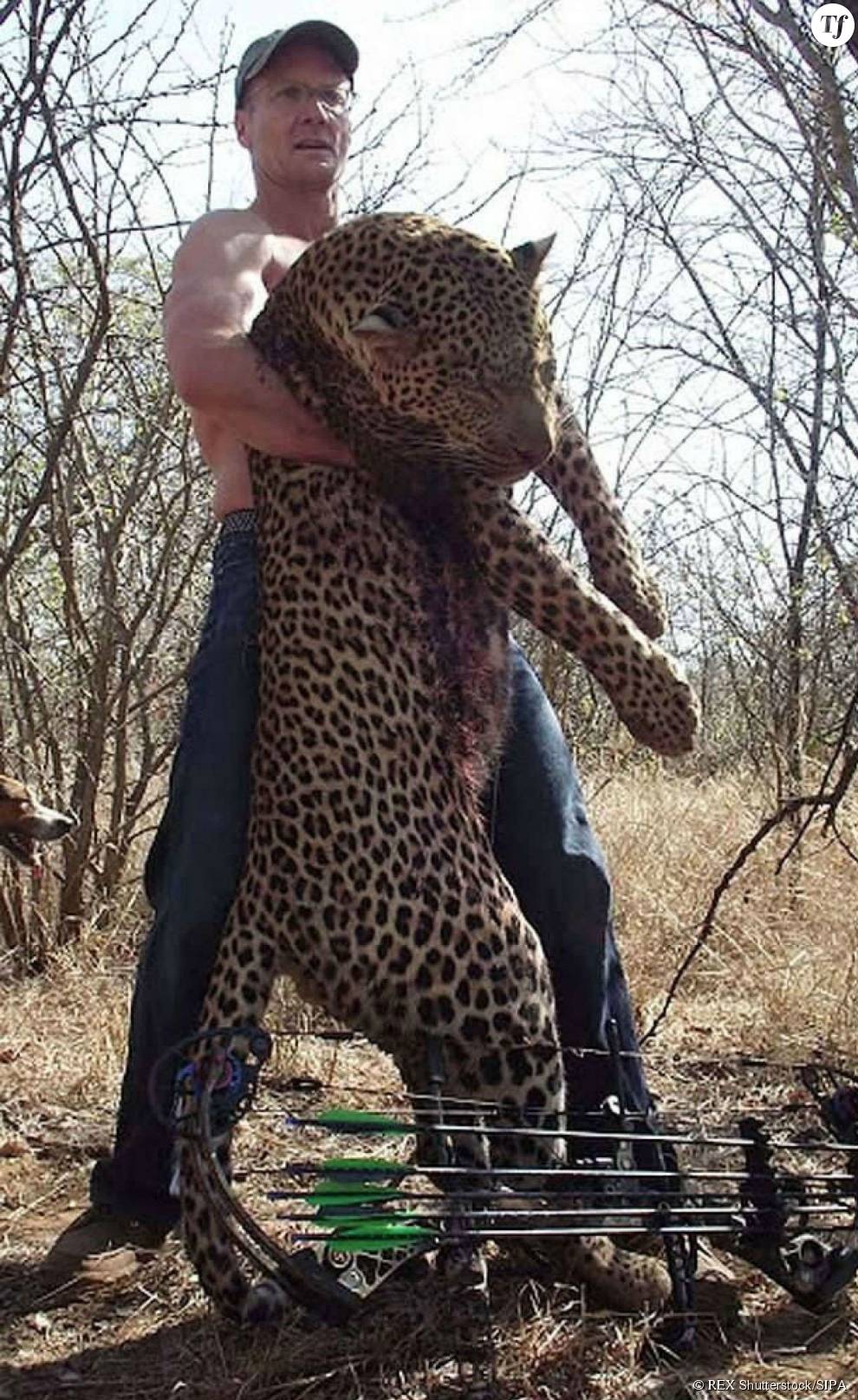 Walter Palmer avec un léopard qu&#039;il a tué