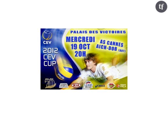 L'affiche promotionnelle d'un match de volley-ball de l'équipe masculine de l'AS Cannes...