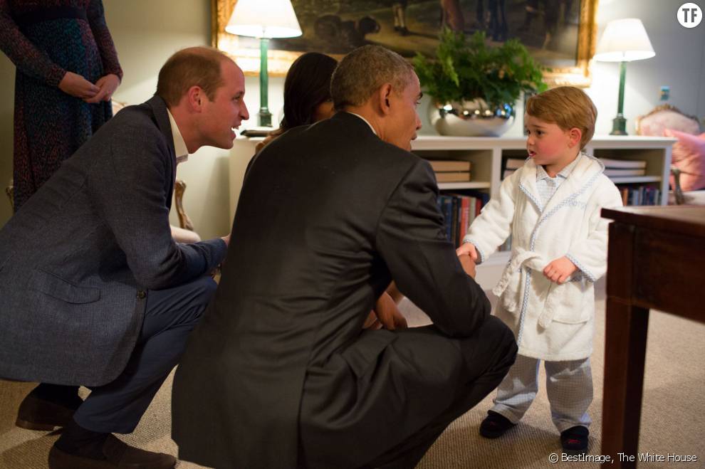 Le prince George rencontre Barack Obama et sa femme Michelle le 22 avril 2016