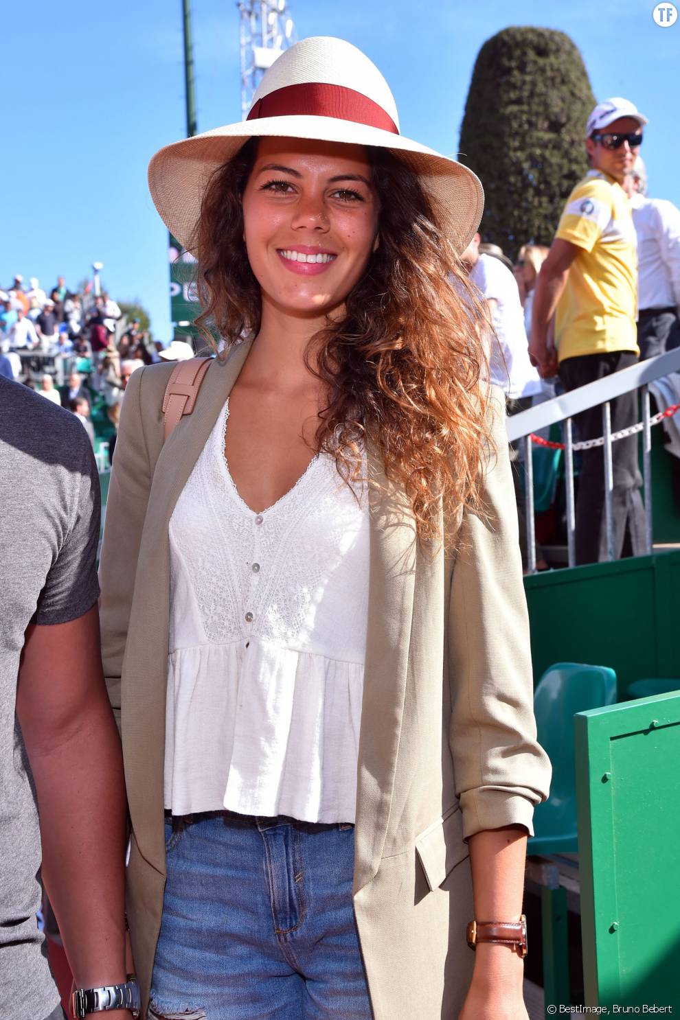 Noura El Shwekh, la compagne de Jo Wilfried Tsonga dans les tribunes des 1/4 de finales du tournoi de Monte Carlo Rolex Masters, le 15 avril 2016