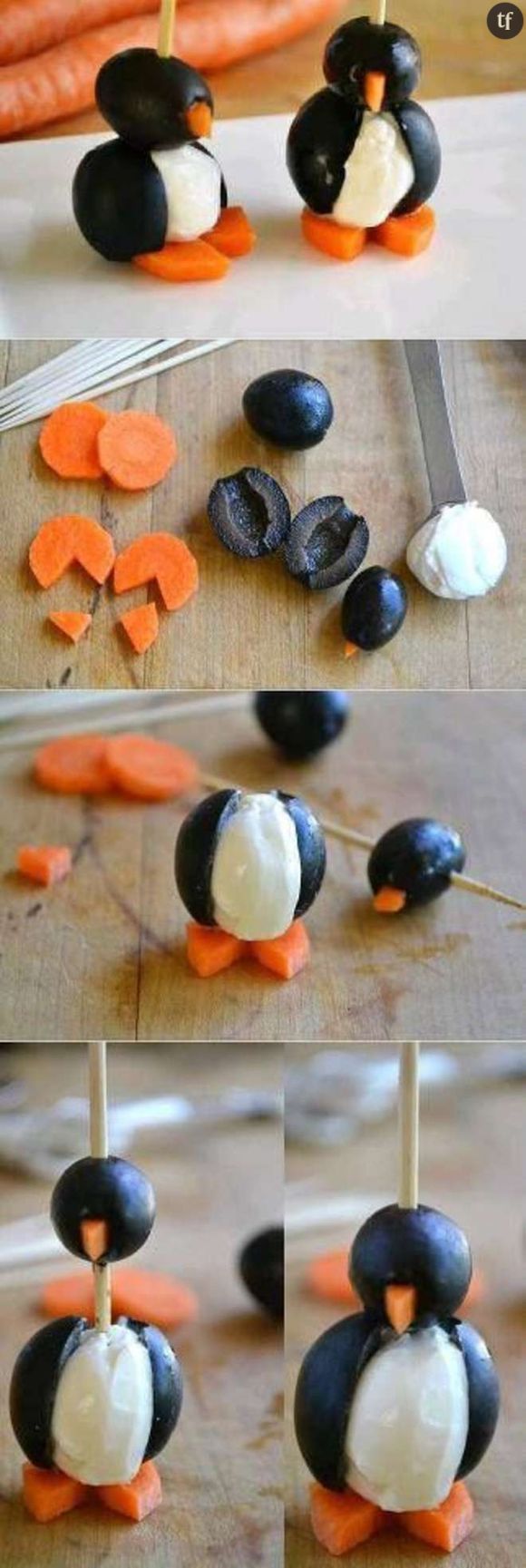 Des adorables pingouins en olive : original et super simple !