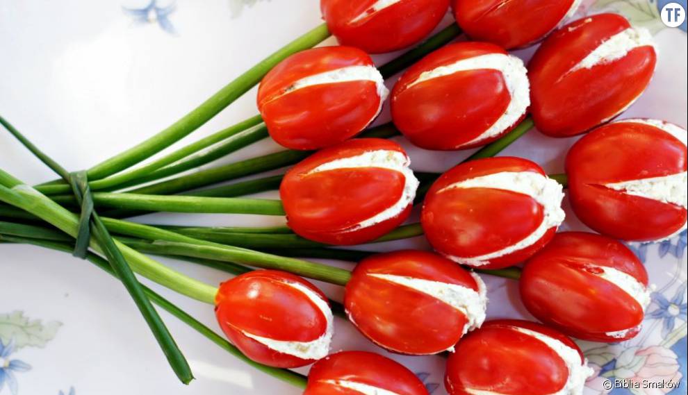Les tulipes tomates cerises au fromage pour l&#039;apéritif