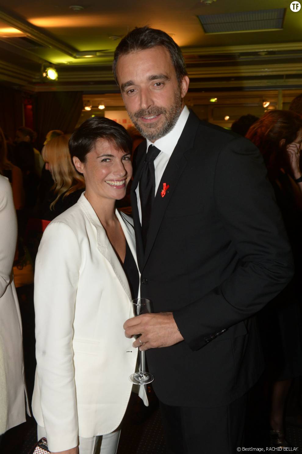 Alessandra Sublet et son mari Clément Miserez au dîner de la mode pour le Sidaction à Paris en janvier 2014