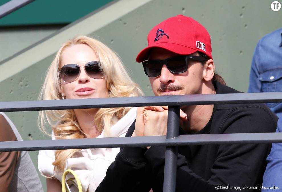 Zlatan Ibrahimovic et sa compagne Helena Seger dans les tribunes de Roland Garros en 2015