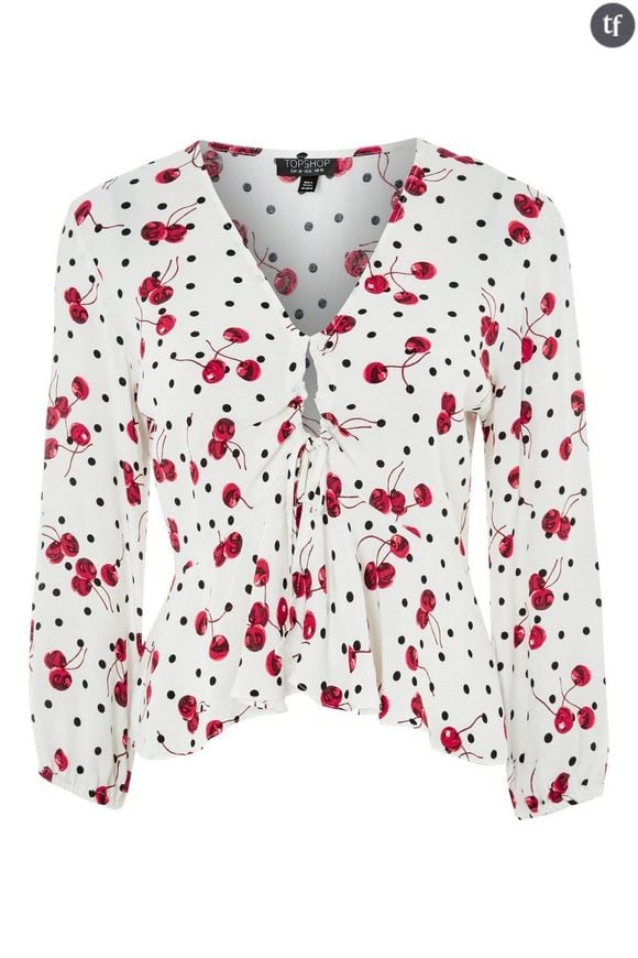 Blouse à motif cerise, Topshop,