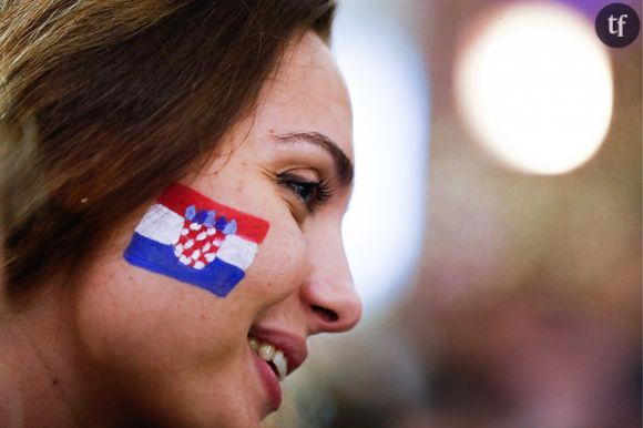 Femme fan de foot croate lors de la Coupe du Monde 2018