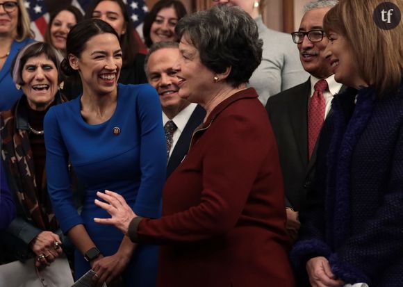 Alexandria Ocasio-Cortez et la députée Lois Frankel le 30 janvier 2019