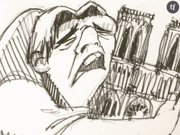 Le dessin de Quasimodo de Cristina Correra Freile après l'incendie de Notre-Dame de Paris