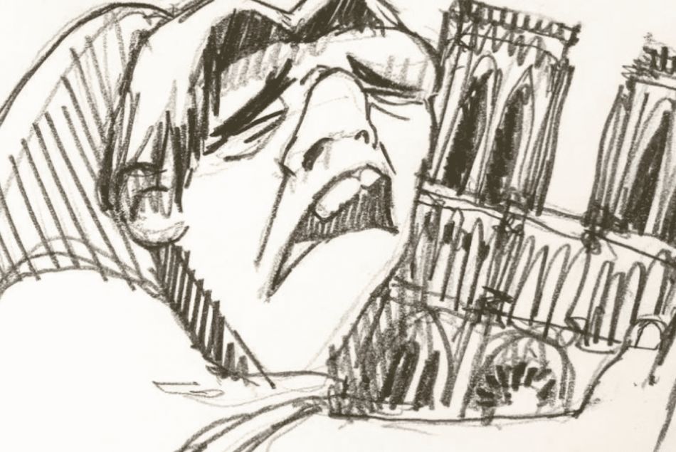 Le dessin de Quasimodo de Cristina Correra Freile après l'incendie de Notre-Dame de Paris