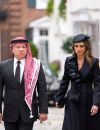 Le roi Abdallah II de Jordanie et la reine Rania à leur arrivée au service funéraire à l'Abbaye de Westminster pour les funérailles d'Etat de la reine Elizabeth II d'Angleterre. Le 19 septembre 2022   