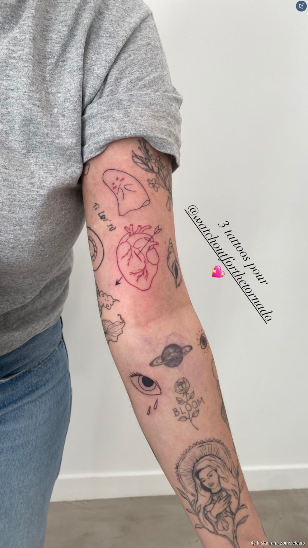 Louane via la story Instagram de son tatoueur le mercredi 8 février 2023.